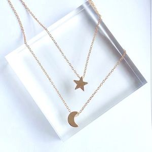 Dainty moon and star necklace